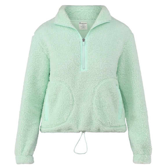 No Boundaries Womens Half Zip Plush Pullover with Pockets Fairy Green Size L - Picture 6 of 7